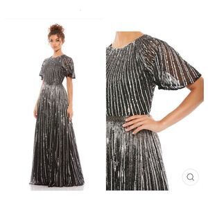 Mac Duggal Short Sleeve Ombre Sequin Gown | Size 14